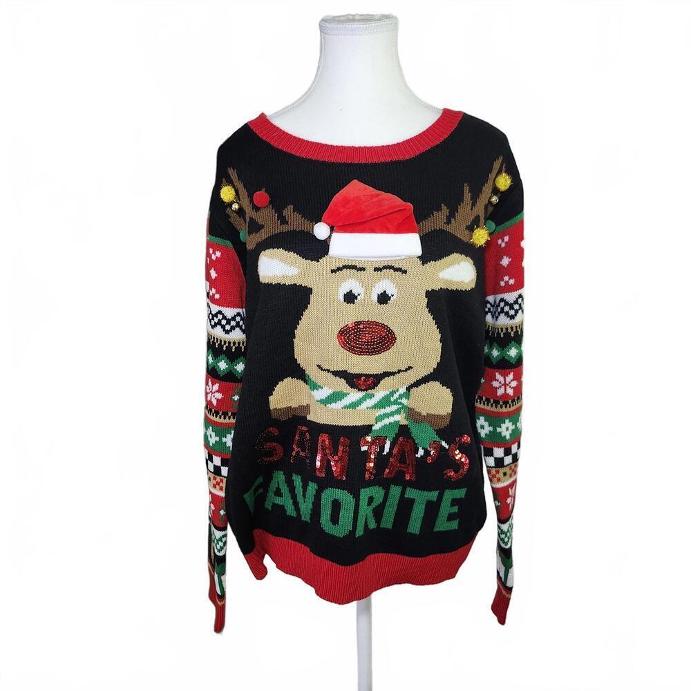 No Boundaries Women's XXL Christmas Reindeer Sweater Size XXL (19) Festive Ugly